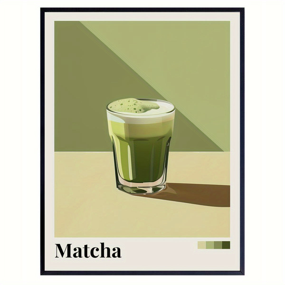 1pc Matcha Green Canvas Art Print with Wooden Frame ¨C Vibrant Coffee Shop Wall Decor, Ready to Hang, 2.25cm\u002F0.9inch Thick, Perfect for Bedroom, Living Room, or Gift for Holidays & Birthdays, Best for Christmas