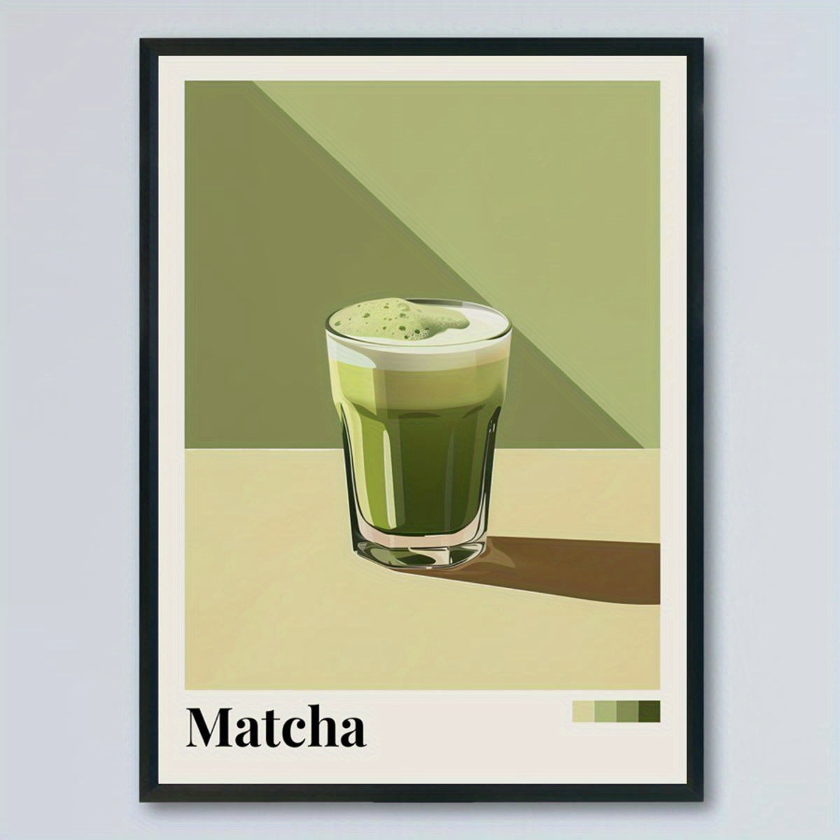 1pc Matcha Green Canvas Art Print with Wooden Frame ¨C Vibrant Coffee Shop Wall Decor, Ready to Hang, 2.25cm\u002F0.9inch Thick, Perfect for Bedroom, Living Room, or Gift for Holidays & Birthdays, Best for Christmas
