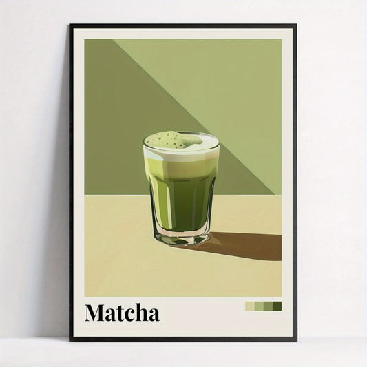 1pc Matcha Green Canvas Art Print with Wooden Frame ¨C Vibrant Coffee Shop Wall Decor, Ready to Hang, 2.25cm\u002F0.9inch Thick, Perfect for Bedroom, Living Room, or Gift for Holidays & Birthdays, Best for Christmas