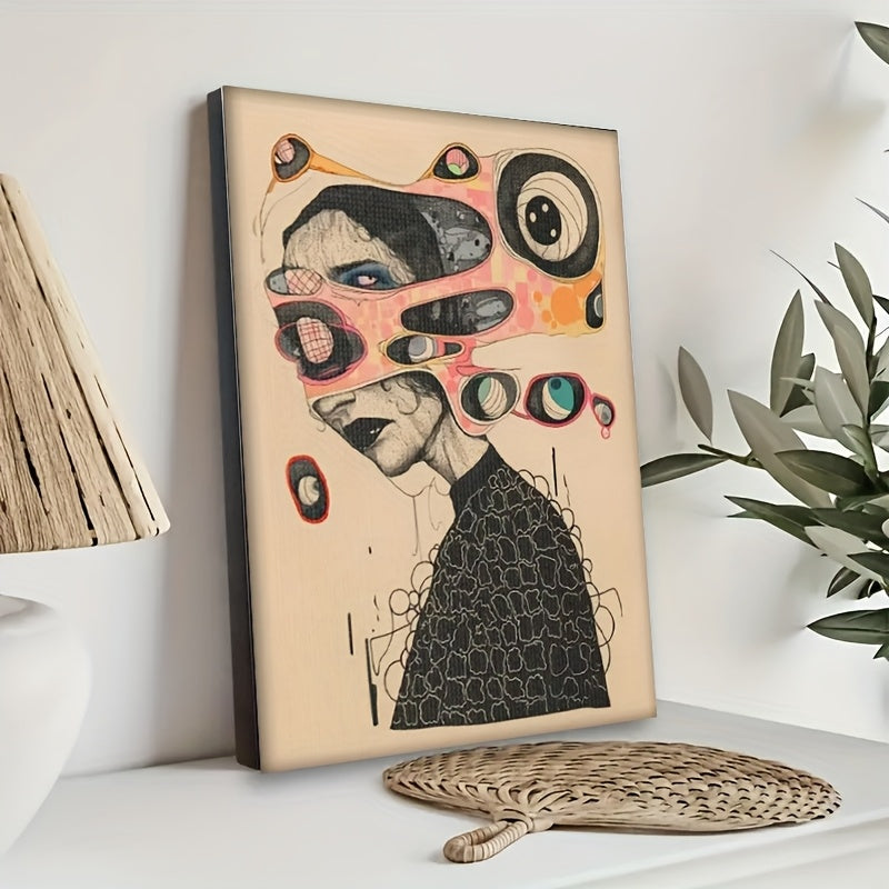 1pc Surreal Abstract Canvas Wall Art - Mid-Century Modern Wrapped Canvas Frame, Vibrant Abstract Design for Indoor\u002FOutdoor Use in Living Room, Bedroom, Office, Bathroom Decor, Large Canvas Wall Art
